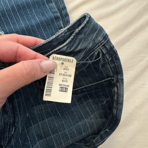 NWT Aeropostale Women's Dark Blue Pinstripe Boot Cut Jeans 9/10 Long - Picture 7 of 8